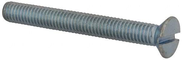 Value Collection - M6x1.00, 50mm OAL Slotted Drive Machine Screw - Flat Head, Grade 4.8 Steel, Zinc-Plated Finish, Without Washer - Industrial Tool & Supply