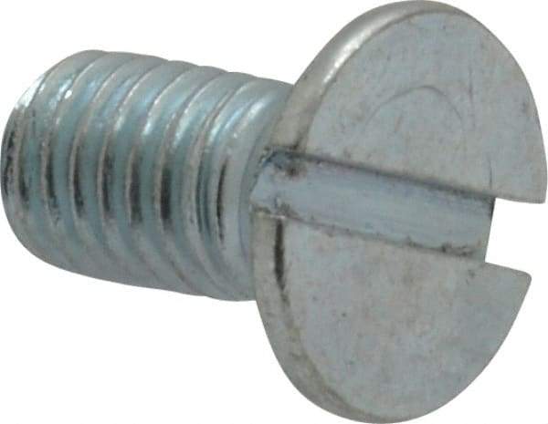 Value Collection - M8x1.25, 16mm OAL Slotted Drive Machine Screw - Flat Head, Grade 4.8 Steel, Zinc-Plated Finish, Without Washer - Industrial Tool & Supply