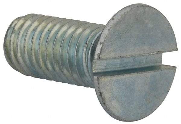 Value Collection - M8x1.25, 20mm OAL Slotted Drive Machine Screw - Flat Head, Grade 4.8 Steel, Zinc-Plated Finish, Without Washer - Industrial Tool & Supply