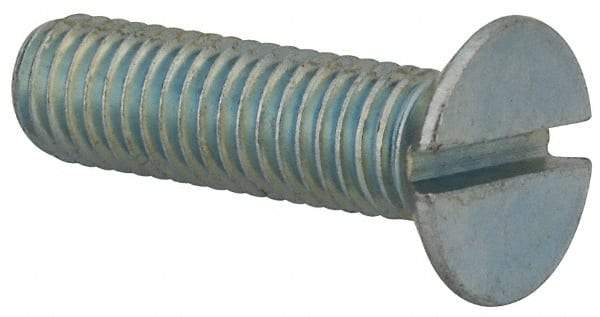 Value Collection - M8x1.25, 30mm OAL Slotted Drive Machine Screw - Flat Head, Grade 4.8 Steel, Zinc-Plated Finish, Without Washer - Industrial Tool & Supply