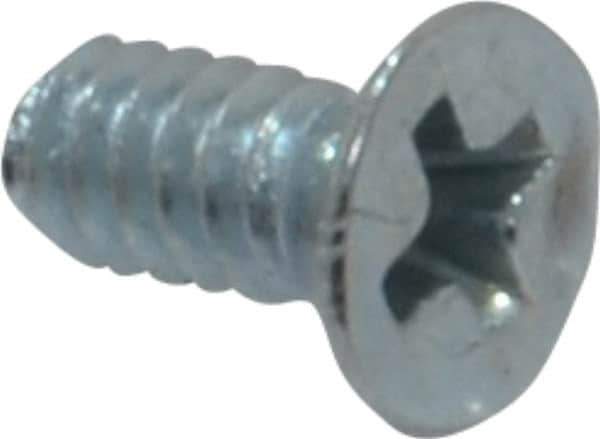 Value Collection - #4-40 UNC, 1/4" OAL Phillips Drive Machine Screw - Flat Head, Grade 2 Steel, Zinc-Plated Finish, Without Washer - Industrial Tool & Supply