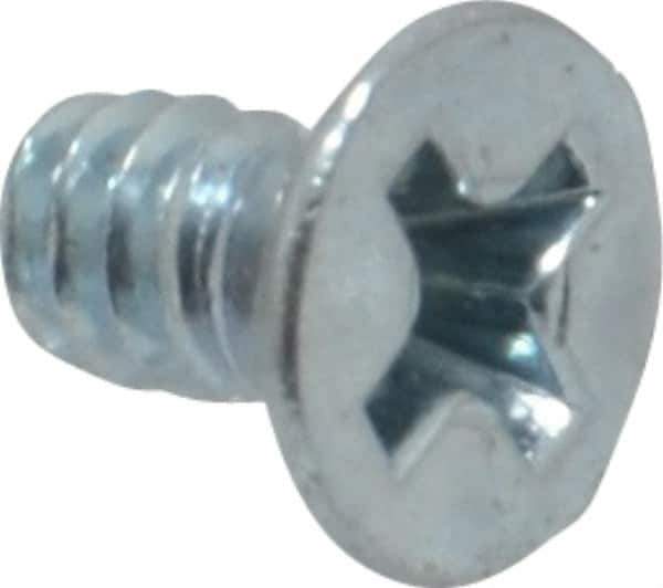 Value Collection - #6-32 UNC, 1/4" OAL Phillips Drive Machine Screw - Flat Head, Grade 2 Steel, Zinc-Plated Finish, Without Washer - Industrial Tool & Supply