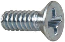 Value Collection - #6-32 UNC, 3/8" OAL Phillips Drive Machine Screw - Flat Head, Grade 2 Steel, Zinc-Plated Finish, Without Washer - Industrial Tool & Supply