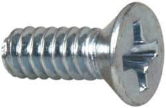 Value Collection - #6-32 UNC, 3/8" OAL Phillips Drive Machine Screw - Flat Head, Grade 2 Steel, Zinc-Plated Finish, Without Washer - Industrial Tool & Supply