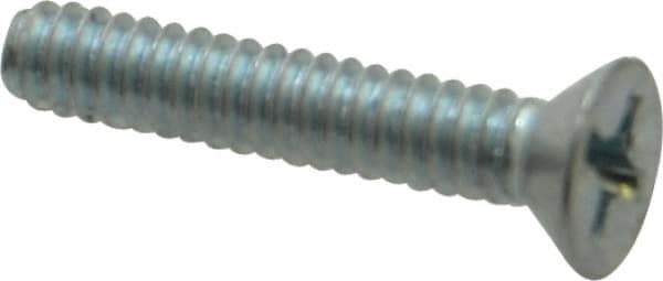 Value Collection - #6-32 UNC, 3/4" OAL Phillips Drive Machine Screw - Flat Head, Grade 2 Steel, Zinc-Plated Finish, Without Washer - Industrial Tool & Supply