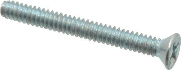 Value Collection - #6-32 UNC, 1-1/4" OAL Phillips Drive Machine Screw - Flat Head, Grade 2 Steel, Zinc-Plated Finish, Without Washer - Industrial Tool & Supply