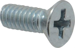 Value Collection - #8-32 UNC, 7/16" OAL Phillips Drive Machine Screw - Flat Head, Grade 2 Steel, Zinc-Plated Finish, Without Washer - Industrial Tool & Supply