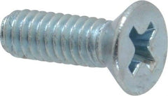 Value Collection - #8-32 UNC, 1/2" OAL Phillips Drive Machine Screw - Flat Head, Grade 2 Steel, Zinc-Plated Finish, Without Washer - Industrial Tool & Supply