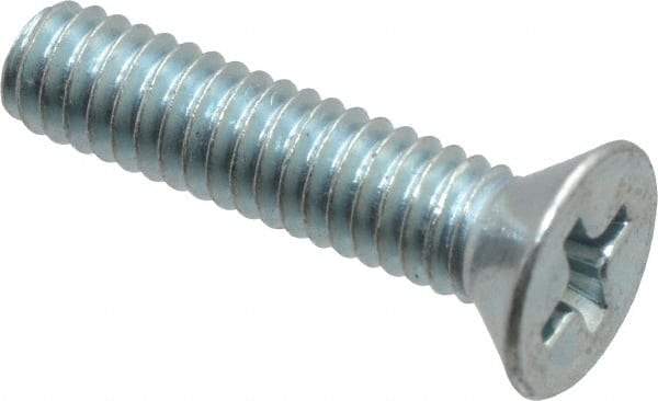 Value Collection - #8-32 UNC, 3/4" OAL Phillips Drive Machine Screw - Flat Head, Grade 2 Steel, Zinc-Plated Finish, Without Washer - Industrial Tool & Supply