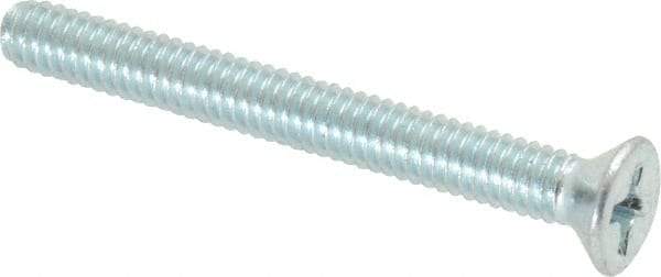 Value Collection - #8-32 UNC, 1-1/2" OAL Phillips Drive Machine Screw - Flat Head, Grade 2 Steel, Zinc-Plated Finish, Without Washer - Industrial Tool & Supply