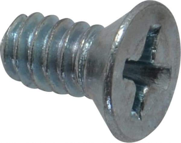 Value Collection - #10-24 UNC, 3/8" OAL Phillips Drive Machine Screw - Flat Head, Grade J82 Steel, Zinc-Plated Finish, Without Washer - Industrial Tool & Supply
