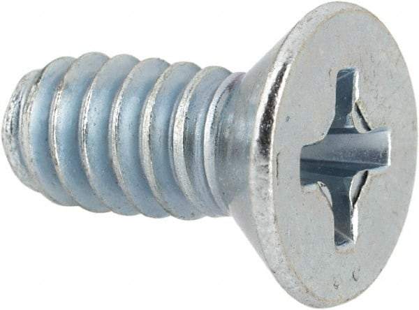 Value Collection - #10-24 UNC, 7/16" OAL Phillips Drive Machine Screw - Flat Head, Grade J82 Steel, Zinc-Plated Finish, Without Washer - Industrial Tool & Supply