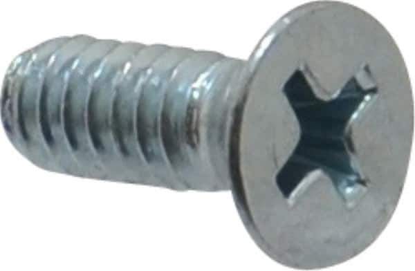 Value Collection - #10-24 UNC, 1/2" OAL Phillips Drive Machine Screw - Flat Head, Grade 2 Steel, Zinc-Plated Finish, Without Washer - Industrial Tool & Supply