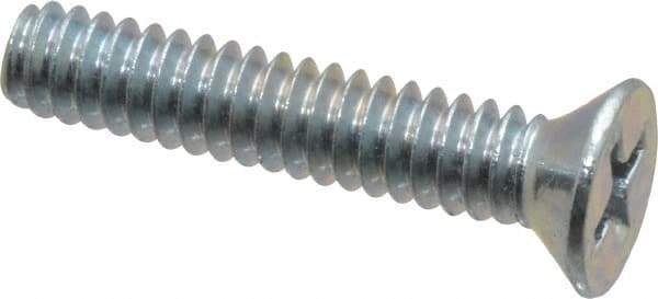 Value Collection - #10-24 UNC, 1" OAL Phillips Drive Machine Screw - Flat Head, Grade 2 Steel, Zinc-Plated Finish, Without Washer - Industrial Tool & Supply