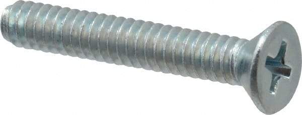 Value Collection - #10-24 UNC, 1-1/4" OAL Phillips Drive Machine Screw - Flat Head, Grade 2 Steel, Zinc-Plated Finish, Without Washer - Industrial Tool & Supply