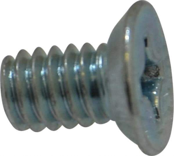 Value Collection - #12-24 UNC, 3/8" OAL Phillips Drive Machine Screw - Flat Head, Grade 2 Steel, Zinc-Plated Finish, Without Washer - Industrial Tool & Supply