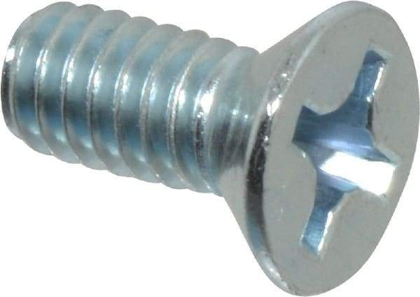Value Collection - #12-24 UNC, 1/2" OAL Phillips Drive Machine Screw - Flat Head, Grade 2 Steel, Zinc-Plated Finish, Without Washer - Industrial Tool & Supply