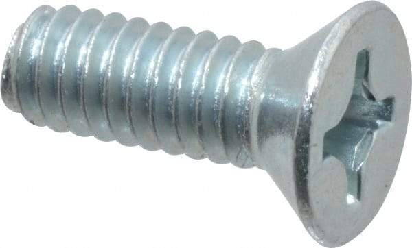 Value Collection - #12-24 UNC, 5/8" OAL Phillips Drive Machine Screw - Flat Head, Grade 2 Steel, Zinc-Plated Finish, Without Washer - Industrial Tool & Supply