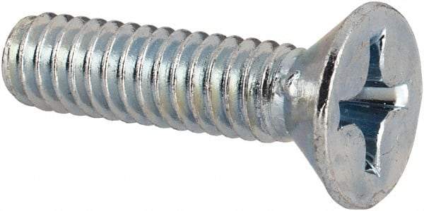 Value Collection - #12-24 UNC, 7/8" OAL Phillips Drive Machine Screw - Flat Head, Grade J82 Steel, Zinc-Plated Finish, Without Washer - Industrial Tool & Supply