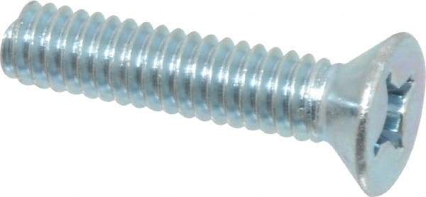 Value Collection - #12-24 UNC, 1" OAL Phillips Drive Machine Screw - Flat Head, Grade J82 Steel, Zinc-Plated Finish, Without Washer - Industrial Tool & Supply