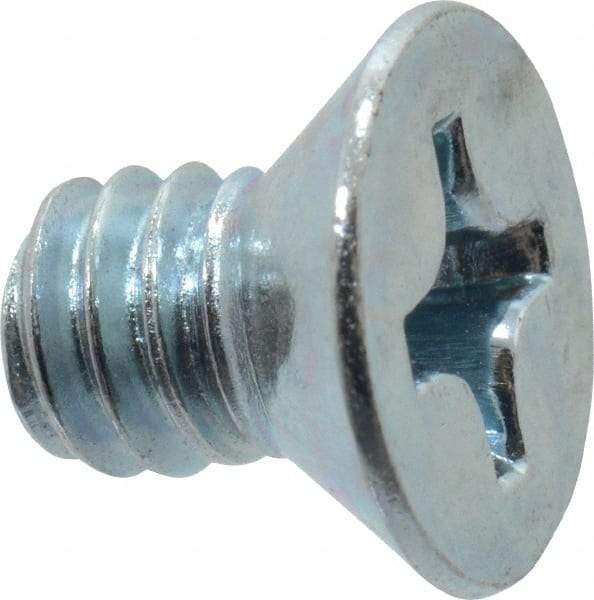 Value Collection - 1/4-20 UNC, 3/8" OAL Phillips Drive Machine Screw - Flat Head, Grade 2 Steel, Zinc-Plated Finish, Without Washer - Industrial Tool & Supply