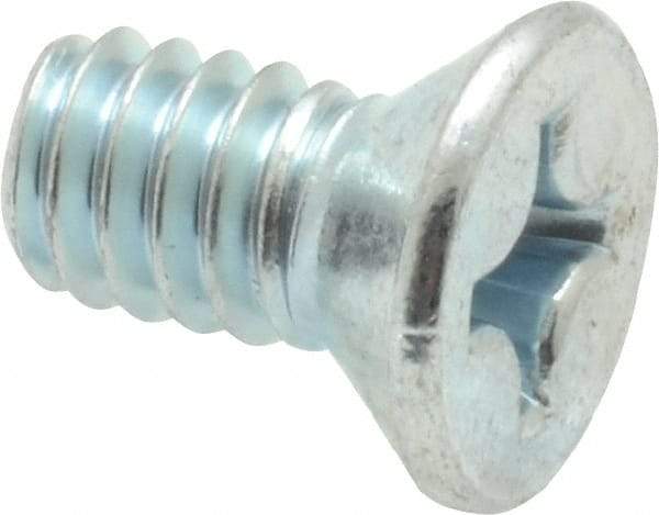Value Collection - 1/4-20 UNC, 1/2" OAL Phillips Drive Machine Screw - Flat Head, Grade 2 Steel, Zinc-Plated Finish, Without Washer - Industrial Tool & Supply