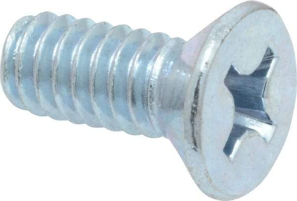 Value Collection - 1/4-20 UNC, 5/8" OAL Phillips Drive Machine Screw - Flat Head, Grade 2 Steel, Zinc-Plated Finish, Without Washer - Industrial Tool & Supply