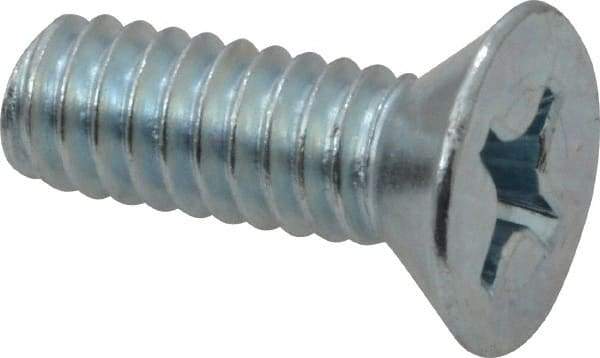 Value Collection - 1/4-20 UNC, 3/4" OAL Phillips Drive Machine Screw - Flat Head, Grade 2 Steel, Zinc-Plated Finish, Without Washer - Industrial Tool & Supply