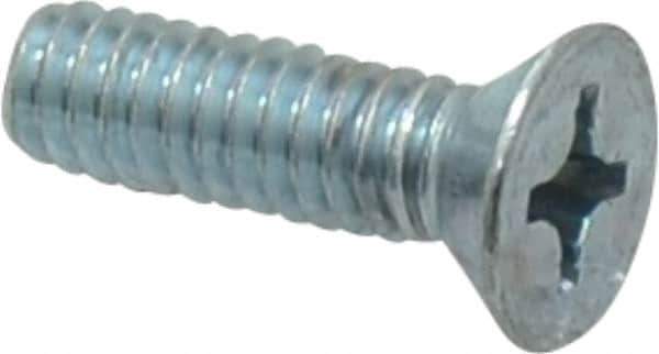 Value Collection - 1/4-20 UNC, 7/8" OAL Phillips Drive Machine Screw - Flat Head, Grade 2 Steel, Zinc-Plated Finish, Without Washer - Industrial Tool & Supply