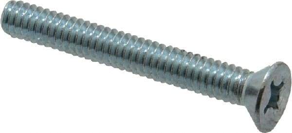 Value Collection - 1/4-20 UNC, 2" OAL Phillips Drive Machine Screw - Flat Head, Grade 2 Steel, Zinc-Plated Finish, Without Washer - Industrial Tool & Supply