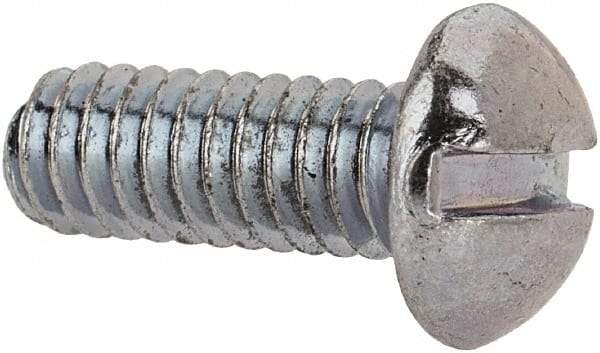 Value Collection - #8-32 UNC, 7/16" Length Under Head Slotted Drive Machine Screw - Round Head, Grade J82 Steel, Zinc-Plated Finish, Without Washer - Industrial Tool & Supply