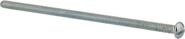 Value Collection - #8-32 UNC, 4" Length Under Head Slotted Drive Machine Screw - Round Head, Grade 2 Alloy Steel, Zinc-Plated Finish, Without Washer - Industrial Tool & Supply
