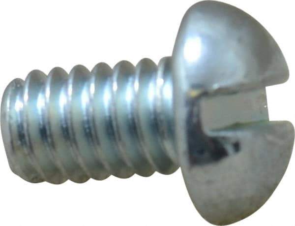 Value Collection - #12-24 UNC, 3/8" Length Under Head Slotted Drive Machine Screw - Round Head, Grade J82 Steel, Zinc-Plated Finish, Without Washer - Industrial Tool & Supply