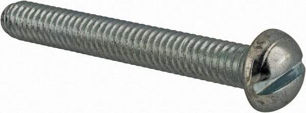Value Collection - #12-24 UNC, 1-3/4" Length Under Head Slotted Drive Machine Screw - Round Head, Grade J82 Steel, Zinc-Plated Finish, Without Washer - Industrial Tool & Supply