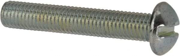 Value Collection - 1/4-28 UNF, 1-1/2" Length Under Head Slotted Drive Machine Screw - Round Head, Grade J82 Steel, Zinc-Plated Finish, Without Washer - Industrial Tool & Supply