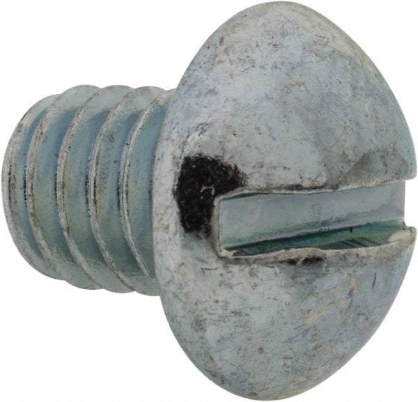 Value Collection - 5/16-18 UNC, 3/8" Length Under Head Slotted Drive Machine Screw - Round Head, Grade J82 Steel, Zinc-Plated Finish, Without Washer - Industrial Tool & Supply