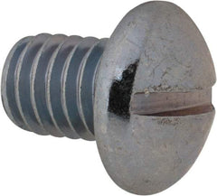 Value Collection - 3/8-16 UNC, 1/2" Length Under Head Slotted Drive Machine Screw - Round Head, Grade 2 Alloy Steel, Zinc-Plated Finish, Without Washer - Industrial Tool & Supply