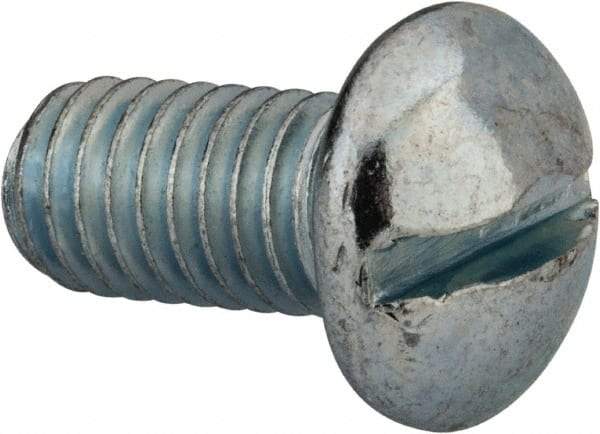 Value Collection - 3/8-16 UNC, 3/4" Length Under Head Slotted Drive Machine Screw - Round Head, Grade 2 Alloy Steel, Zinc-Plated Finish, Without Washer - Industrial Tool & Supply
