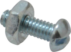 Value Collection - #8-32 UNC, 1/2" Length Under Head Slotted Drive Machine Screw - Round Head, Grade J82 Steel, Zinc-Plated Finish, Without Washer - Industrial Tool & Supply