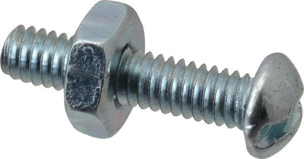 Value Collection - #8-32 UNC, 3/4" Length Under Head Slotted Drive Machine Screw - Round Head, Grade 2 Steel, Zinc-Plated Finish, Without Washer - Industrial Tool & Supply
