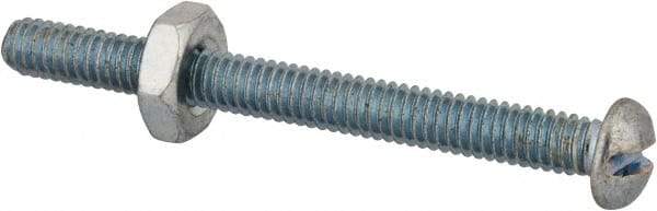 Value Collection - #8-32 UNC, 1-3/4" Length Under Head Slotted Drive Machine Screw - Round Head, Grade J82 Steel, Zinc-Plated Finish, Without Washer - Industrial Tool & Supply