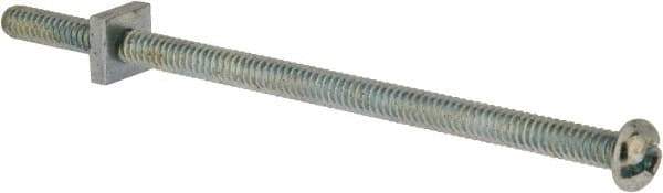 Value Collection - #10-24 UNC, 4" Length Under Head Slotted Drive Machine Screw - Round Head, Grade 2 Steel, Zinc-Plated Finish, Without Washer - Industrial Tool & Supply
