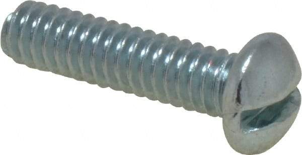 Value Collection - 1/4-20 UNC, 1/2" Length Under Head Slotted Drive Machine Screw - Round Head, Grade 2 Steel, Zinc-Plated Finish, Without Washer - Industrial Tool & Supply