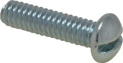 Value Collection - 1/4-20 UNC, 1/2" Length Under Head Slotted Drive Machine Screw - Round Head, Grade 2 Steel, Zinc-Plated Finish, Without Washer - Industrial Tool & Supply