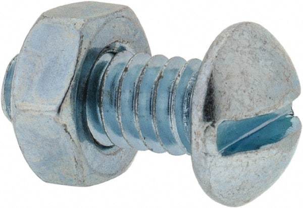Value Collection - 1/4-20 UNC, 5/8" Length Under Head Slotted Drive Machine Screw - Round Head, Grade 2 Steel, Zinc-Plated Finish, Without Washer - Industrial Tool & Supply