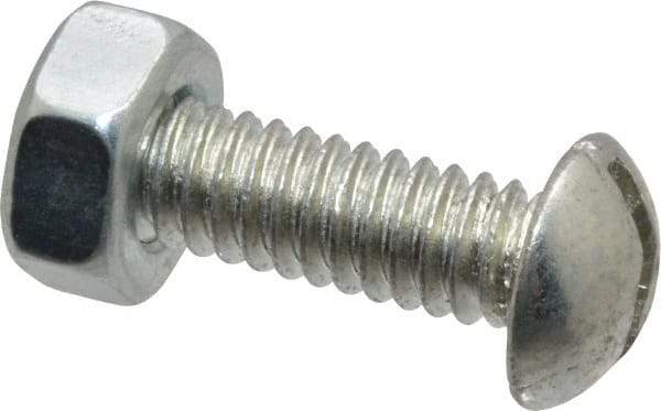 Value Collection - 1/4-20 UNC, 7/8" Length Under Head Slotted Drive Machine Screw - Round Head, Grade J82 Steel, Zinc-Plated Finish, Without Washer - Industrial Tool & Supply