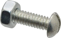 Value Collection - 1/4-20 UNC, 7/8" Length Under Head Slotted Drive Machine Screw - Round Head, Grade J82 Steel, Zinc-Plated Finish, Without Washer - Industrial Tool & Supply