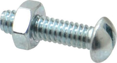 Value Collection - 1/4-20 UNC, 1" Length Under Head Slotted Drive Machine Screw - Round Head, Grade 2 Steel, Zinc-Plated Finish, Without Washer - Industrial Tool & Supply
