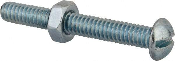 Value Collection - 1/4-20 UNC, 2" Length Under Head Slotted Drive Machine Screw - Round Head, Grade 2 Steel, Zinc-Plated Finish, Without Washer - Industrial Tool & Supply