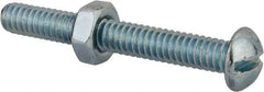 Value Collection - 1/4-20 UNC, 2" Length Under Head Slotted Drive Machine Screw - Round Head, Grade 2 Steel, Zinc-Plated Finish, Without Washer - Industrial Tool & Supply